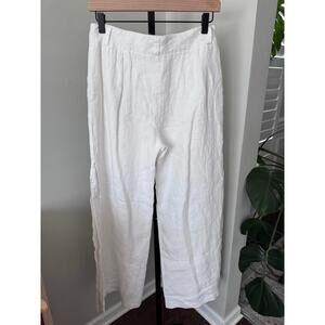 Boston Proper Womens White Linen Wide Leg Trouser Pants